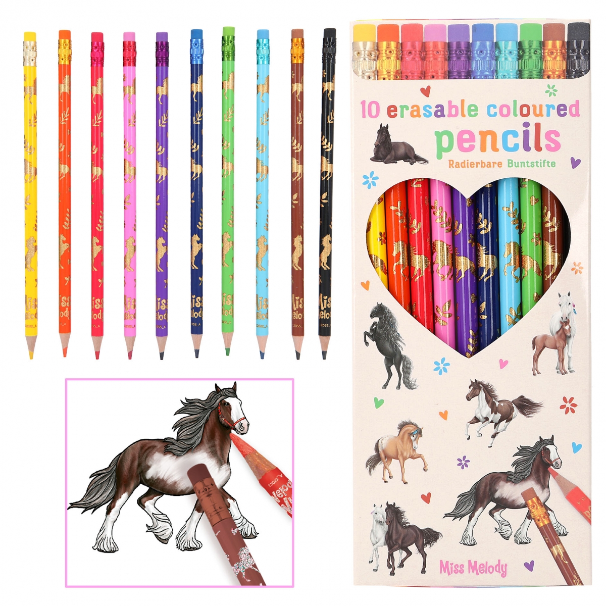 12 Crayons De Couleur Effaçables Rouge - Avec Gomme - Mine Dure Antibavure - Pour Dessin Et Corrections