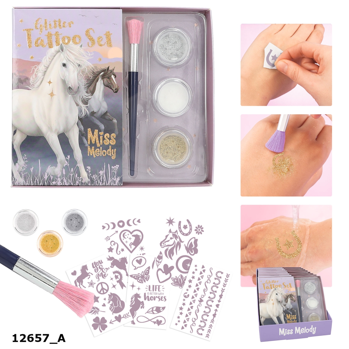 Stylo Tatouage TOPModel Avec Strass - 3 Modèles Au Choix (Étoile, Cœur, Smiley) - Maquillage Éphémère Enfant