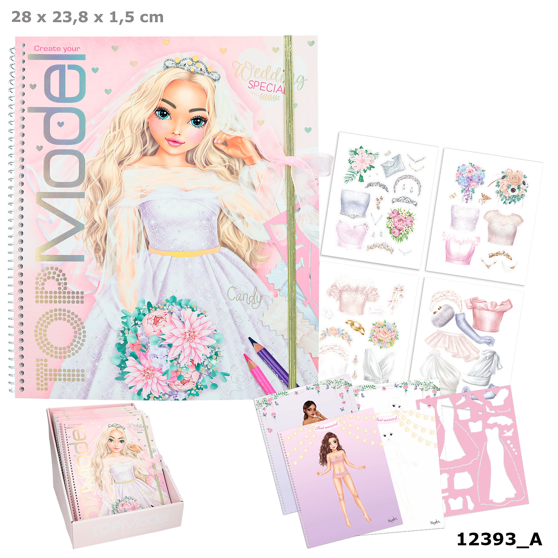 Depesche 12393 Create Your TOPModel Wedding Special – Libro De Pegatinas De 60 Páginas Para Diseñar Vestidos De Novia, Incluye 4 Hojas De Pegatinas, Plantilla Y 16 Páginas De Tela óptica