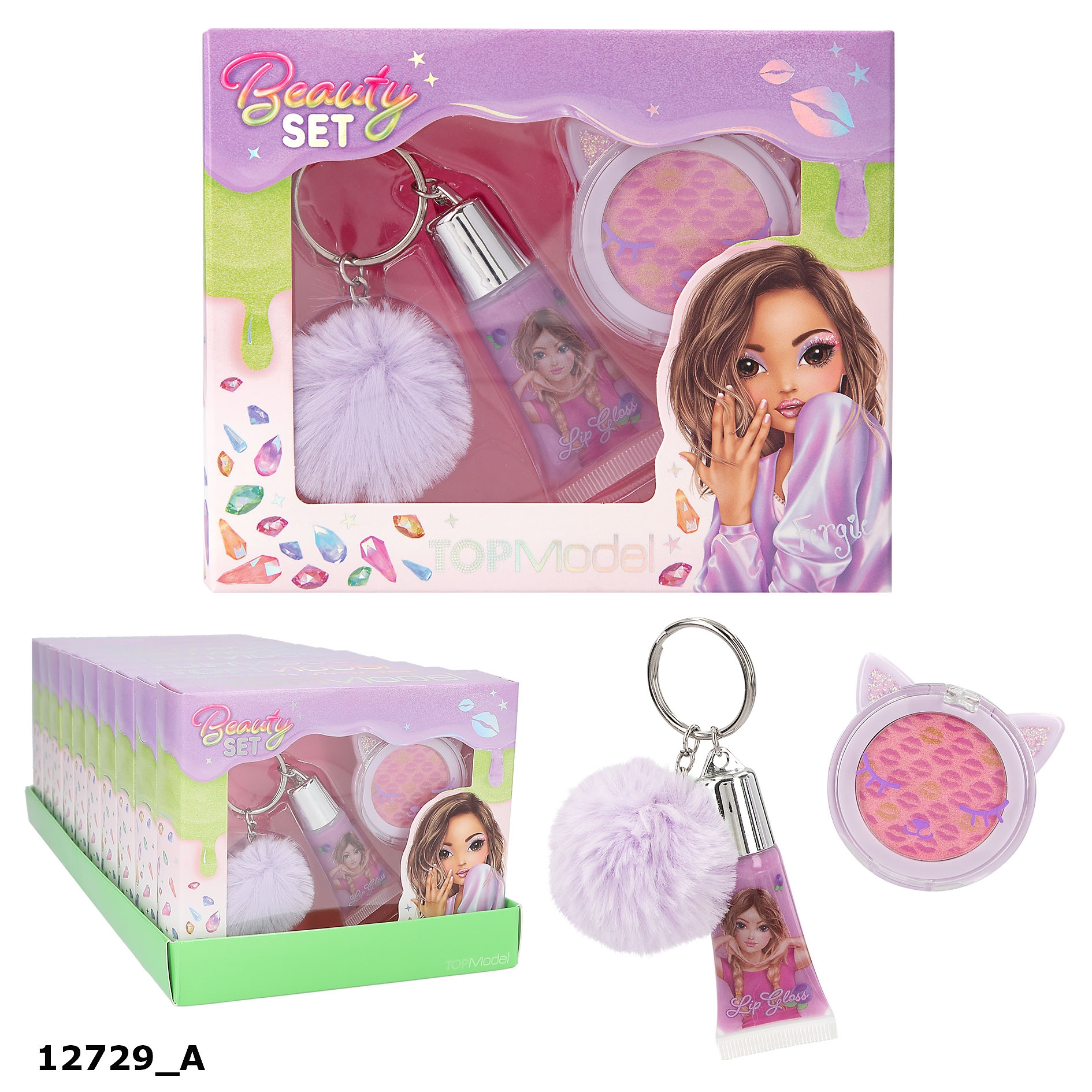 Depesche TOPModel Beauty Set - Kosmetik Für Mädchen Mit Rouge, Pinsel & Glitzersteinen