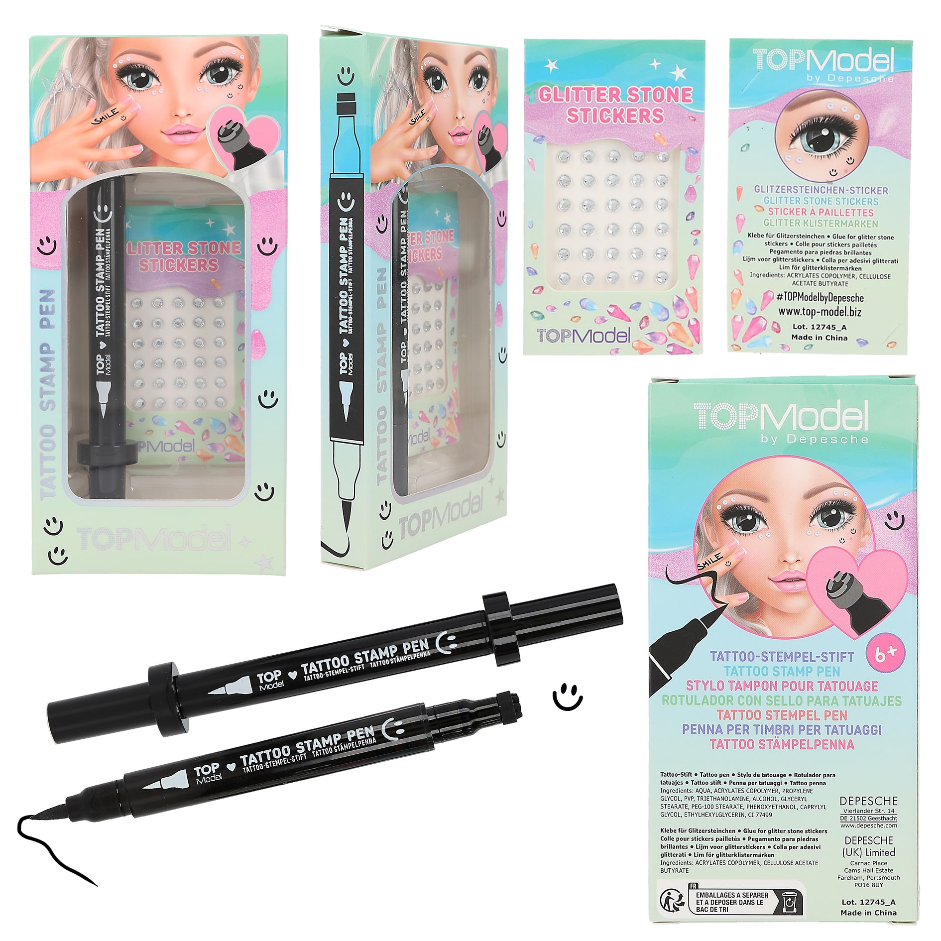 Depesche - TOPModel Tattoo Pen With Glitter Stones BEAUTY and ME