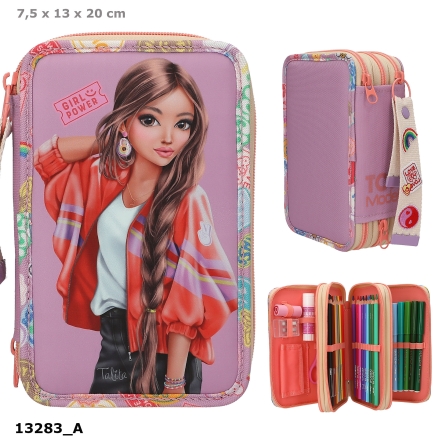 TOPModel 3 Fach Federtasche mit Anhänger GIRL POWER