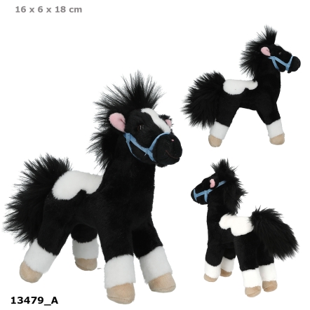 Miss Melody knuffel paard zwart-wit 18 cm