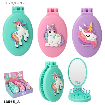 Ylvi Klapphaarbürste mit Einhorn 