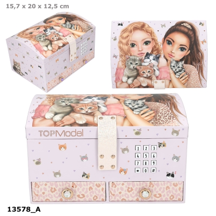 TOPModel grote sieradendoos met code en geluid CAT LOVE