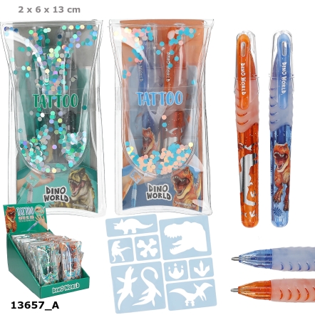 Dino World Tatoo Glitter Gel Pens