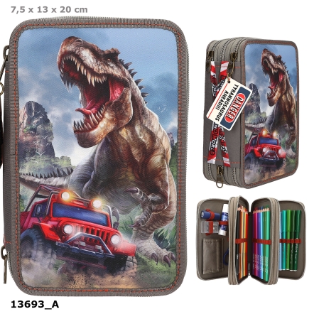 Dino World Trousse à crayons 3 compart NEW WORLD