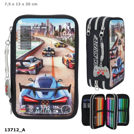 Action World Trousse crayons à 3 compartiments Gaming
