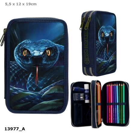 Adventure World 2 Fach Federtasche mit Schlange