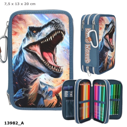 Dino World 3 Fach Federtasche