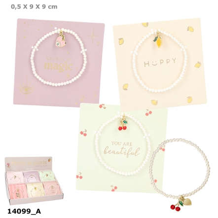 Kralenarmbanden in display, duits