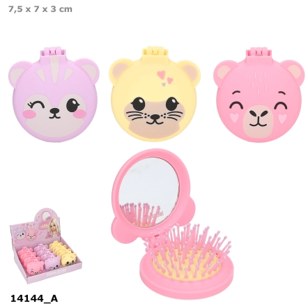 TOPModel Folding Hairbrush With Mirror