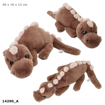 Dino World dinosaurio tumbado de peluche marrón 50 cm