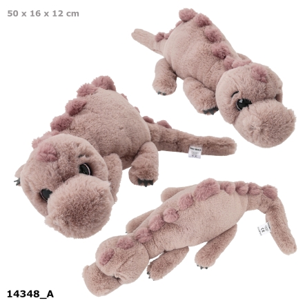 Dino World knuffel dino liggend lichtbruin 50 cm