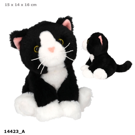 TOPModel Plüschkatze schwarz weiß Mochi 16 cm