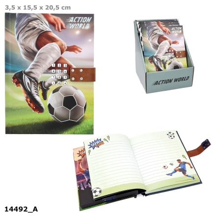 Action World diario con codice, sound e luce, calcio